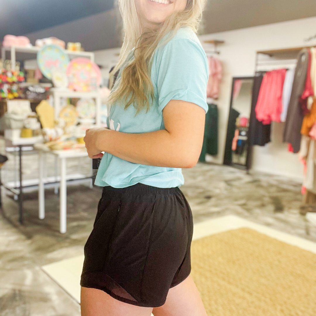 hustling hard black short, lulu dupe shorts with comfort waistband, mesh detail, and lined.