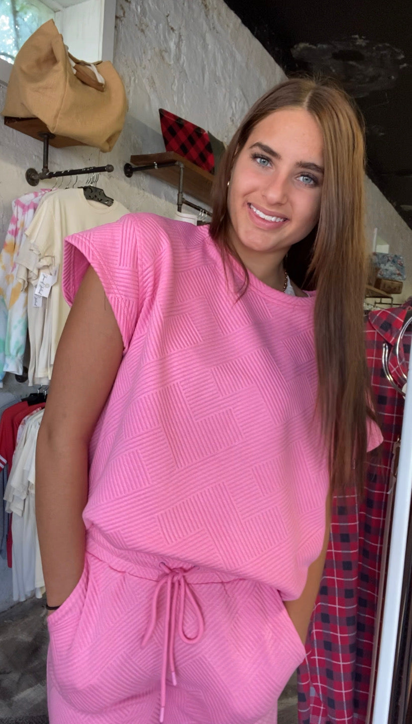 Textured Shirt Pink, Matching Set, Matching Set for Women, House of Holland Boutique, Greenwood, AR Store, see and be seen