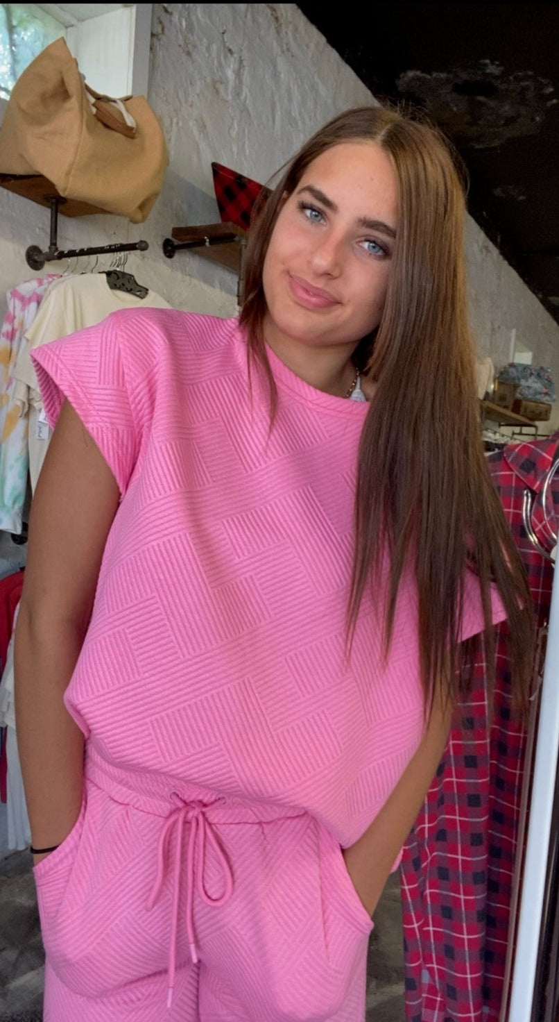 Textured Top Pink, Match Set Outfit, House of Holland Boutique, Greenwood, AR Store, see and be seen