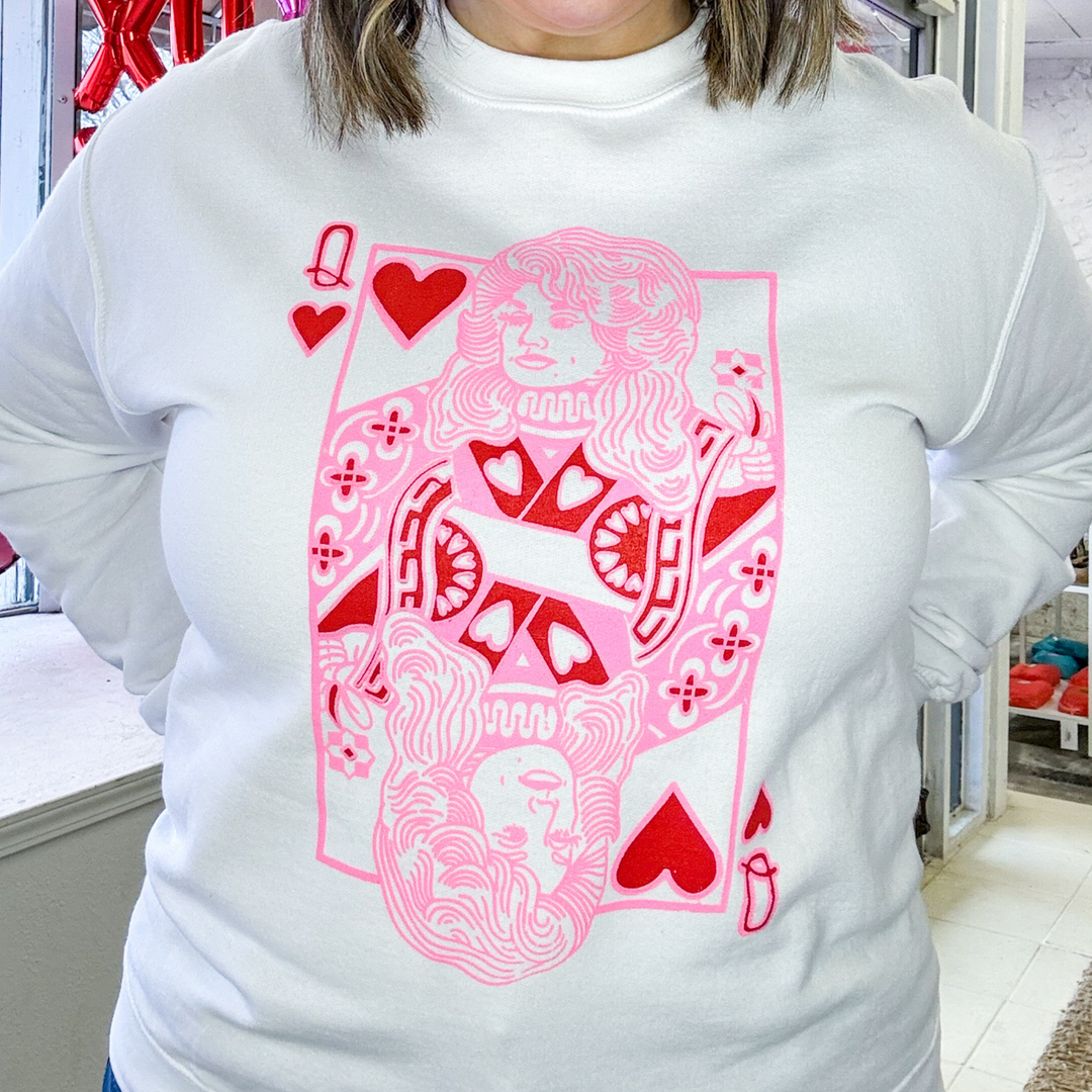  Valentine's Day sweatshirt with Queen Dolly Parton design in pink and red 