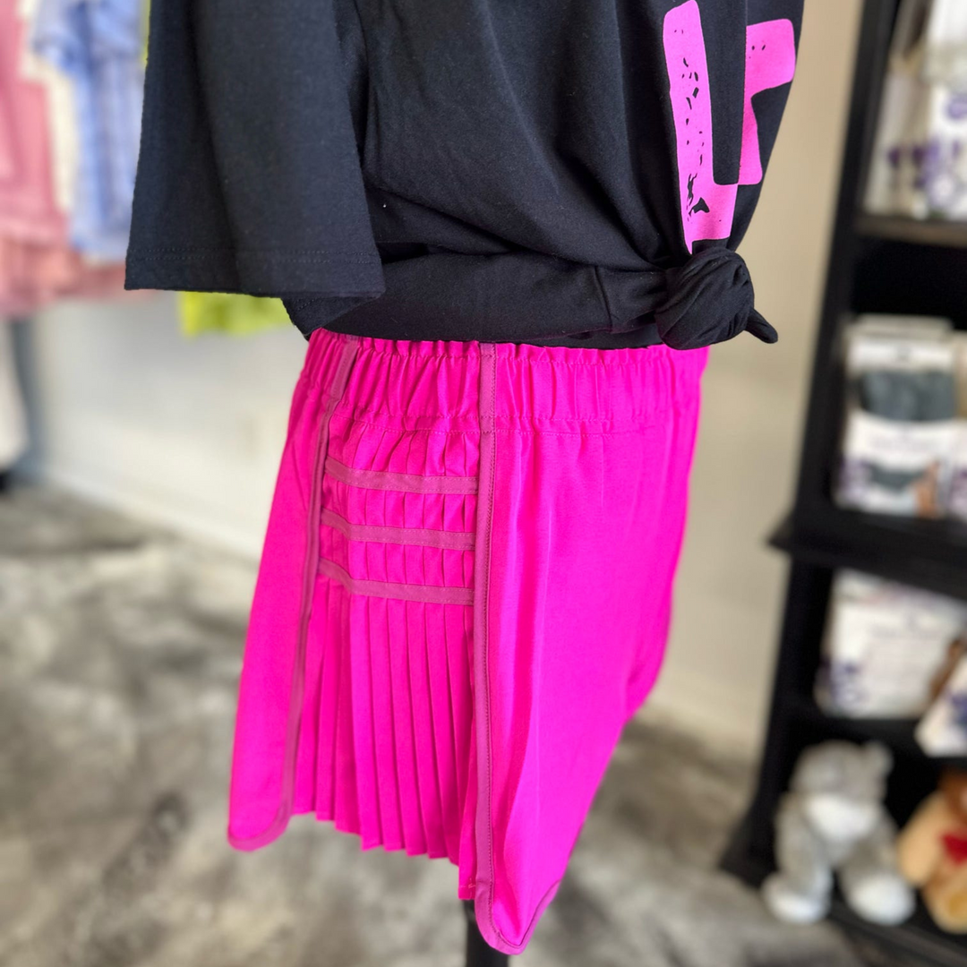 Running After You Pink Shorts, These dressy and chic active shorts feature a sleek black design with white trim details with lining.