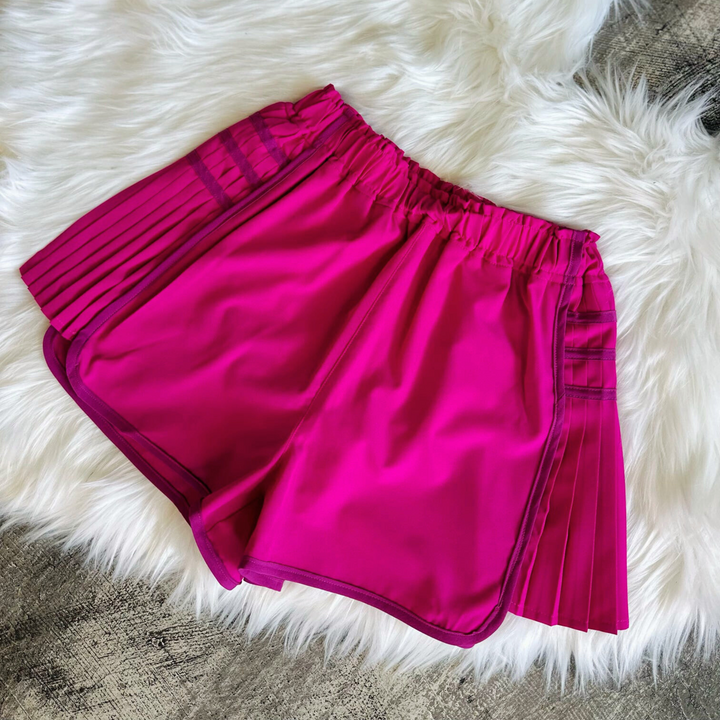 Running After You Pink Shorts, These dressy and chic active shorts feature a sleek black design with white trim details with lining.