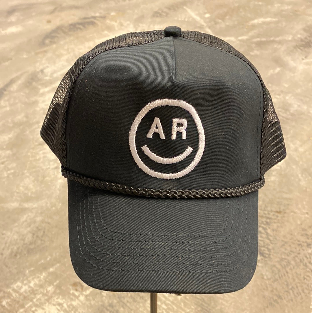 AR Smiley Face Black Snapback Hat