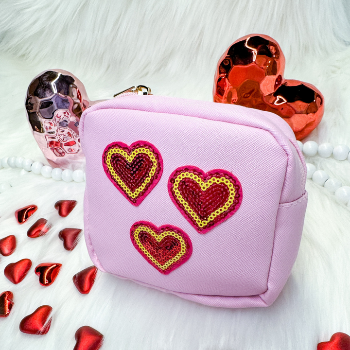 valentine's day gift, pink sequin patch bag.
