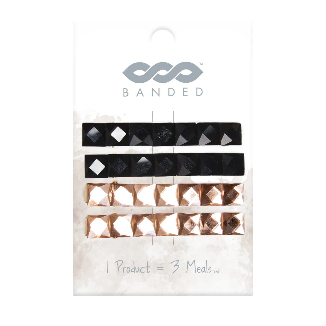 TILED HAIR BLACK AND PINK CLIPS 4 PACK