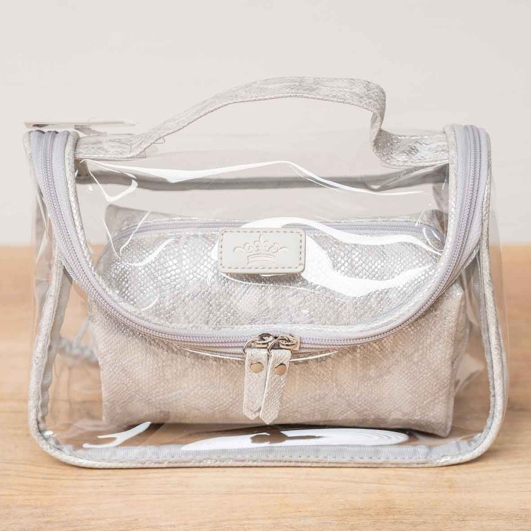 GRAY PYTHON TRAVEL COSMETIC BAG