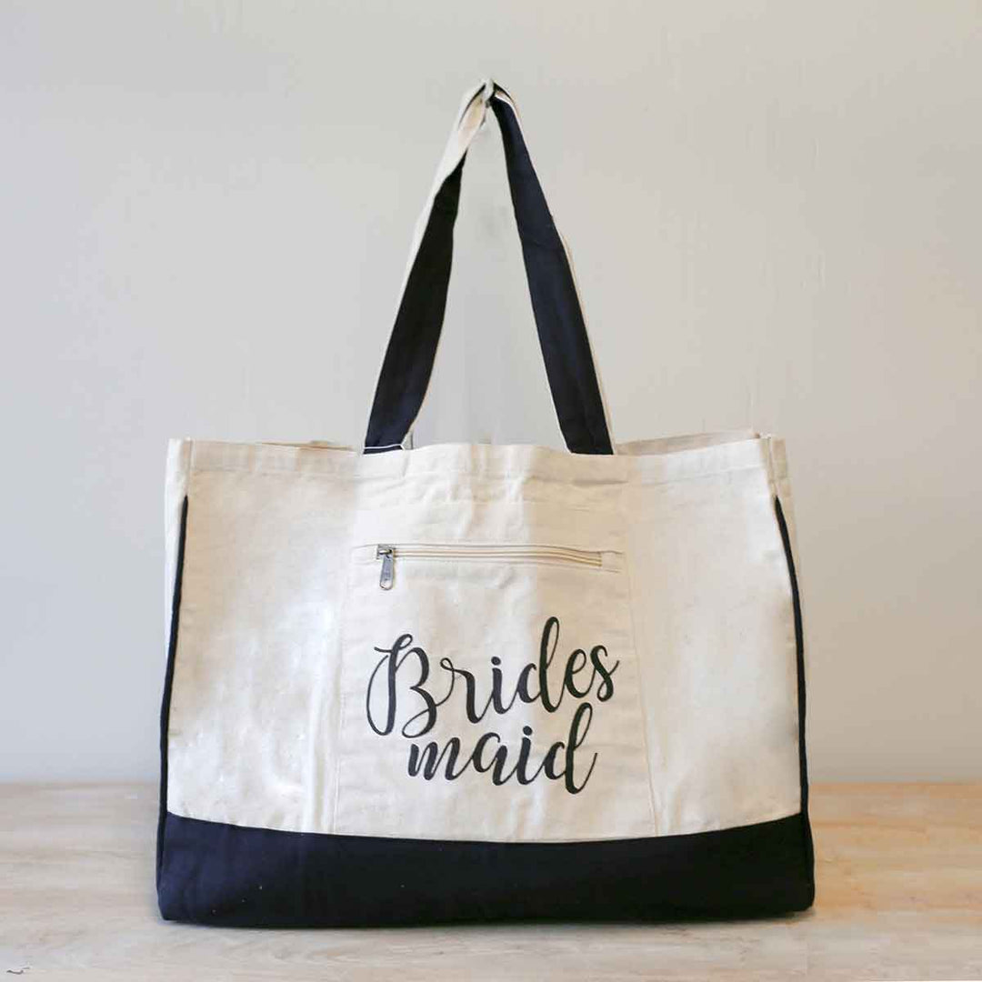 BRIDESMAID CANVAS TOTE NATURAL & BLACK