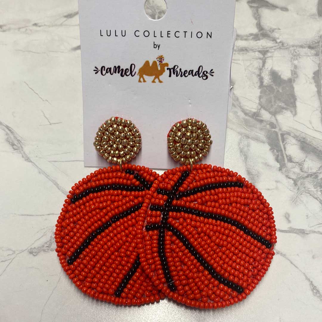 BASKETBALL BEADED EARRINGS