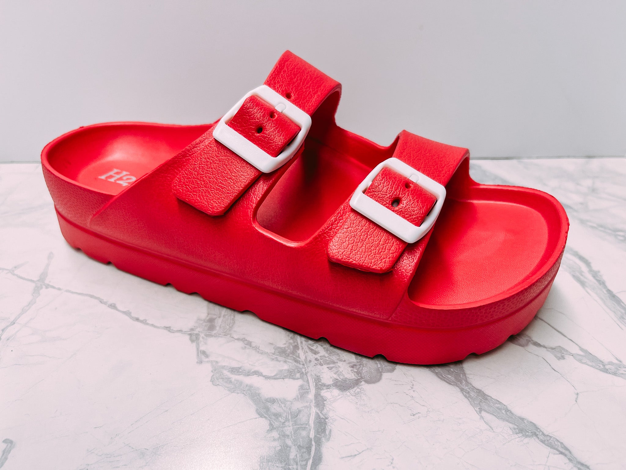 Red rubber shop birkenstock womens